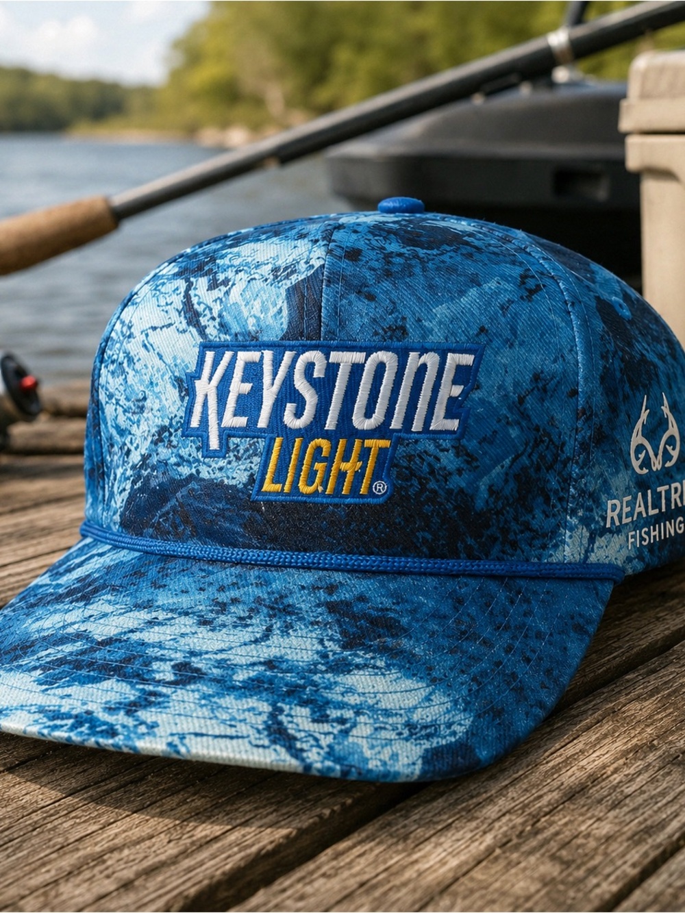 Keystone Light Realtree Fishing Hat Blue Camo Snapback Cap NWT Beer Promo